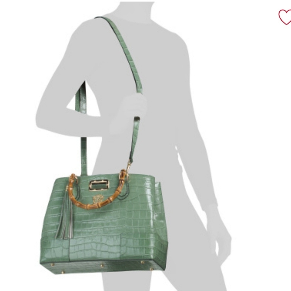 NWT Pratesi Made In Italy Croc Leather Satchel - Picture 9 of 11